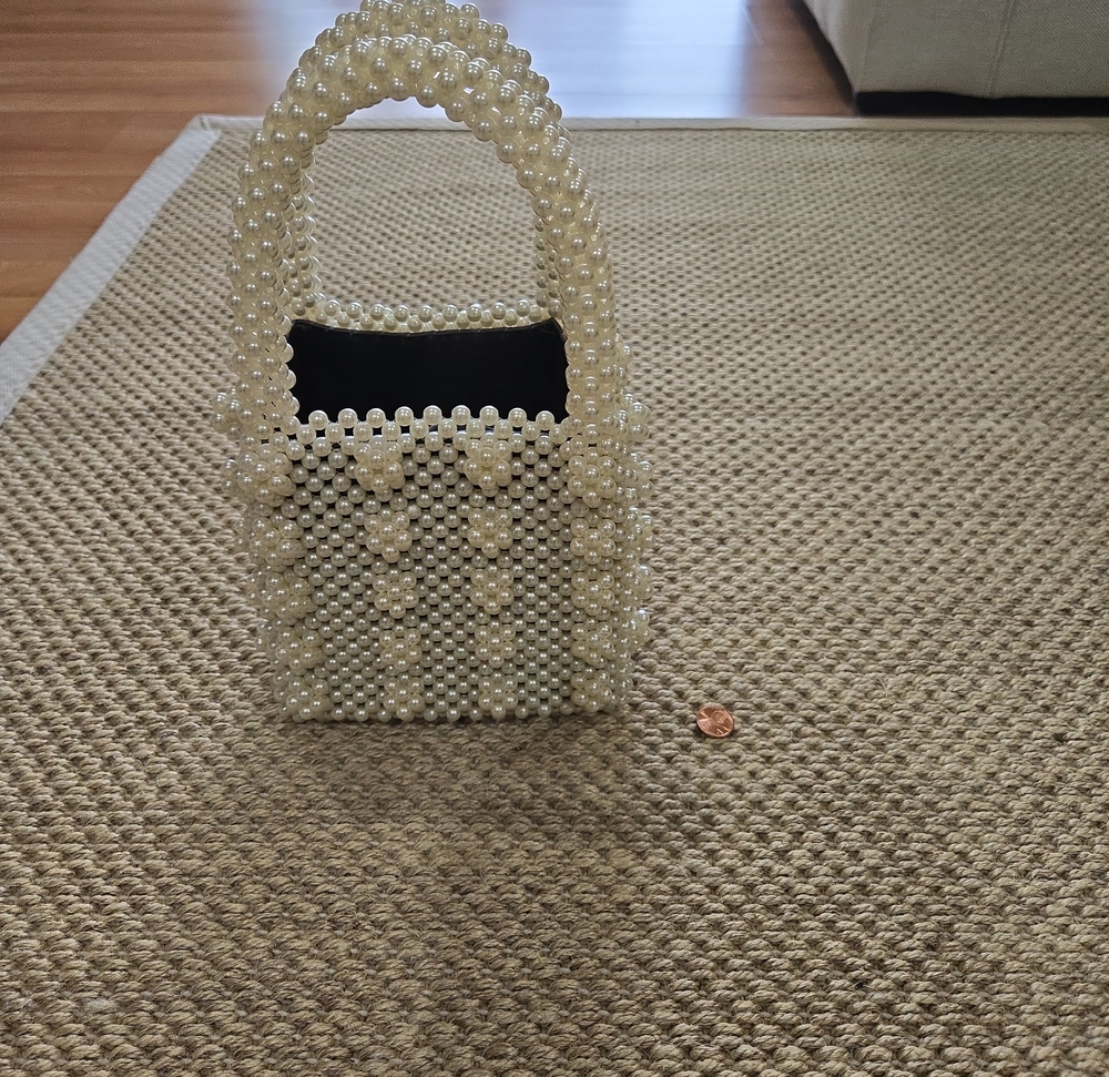 Pearl Beaded Handbag — Cream Pearl Tote